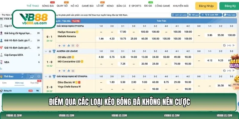 những loại kèo nào không nên cược
